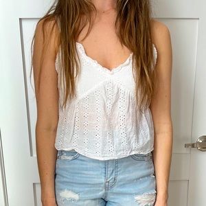 Cropped White Eyelet Camisole